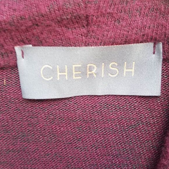 Cherish Burgundy One Button Open Front Cardigan size Medium - Picture 2 of 9